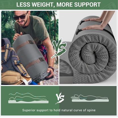 Elegear CumbreX™ Air & Foam Self Inflating Sleeping Pad, Built-in Electric Pump 4" Ultra-Thick Memory Foam Camping Mattress with Pillow Double Camping Pad 4-Season R-Value 9.5 Camp Mat - Gueen
