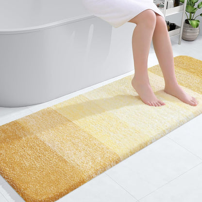 OLANLY Bathroom Runner Rug - Extra Soft Microfiber Mat with Rubber Backing | Quick Dry, Washable, 59x20, Light Yellow