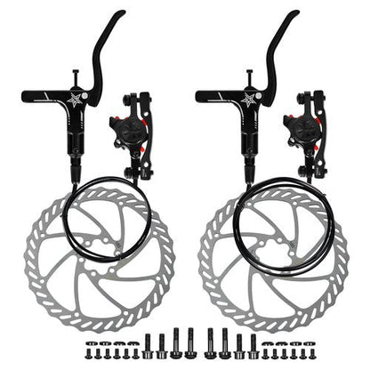 Hydraulic Brakes, MT200 Hydraulic Brakes for Ebike, 160mm/6.3-in Discs Bike Parts Dual-Piston Hydraulic Disc Brake Kit Aluminum Alloy Parts with Tools, Folding Bike/Ebike/Scooter/Fat Bike