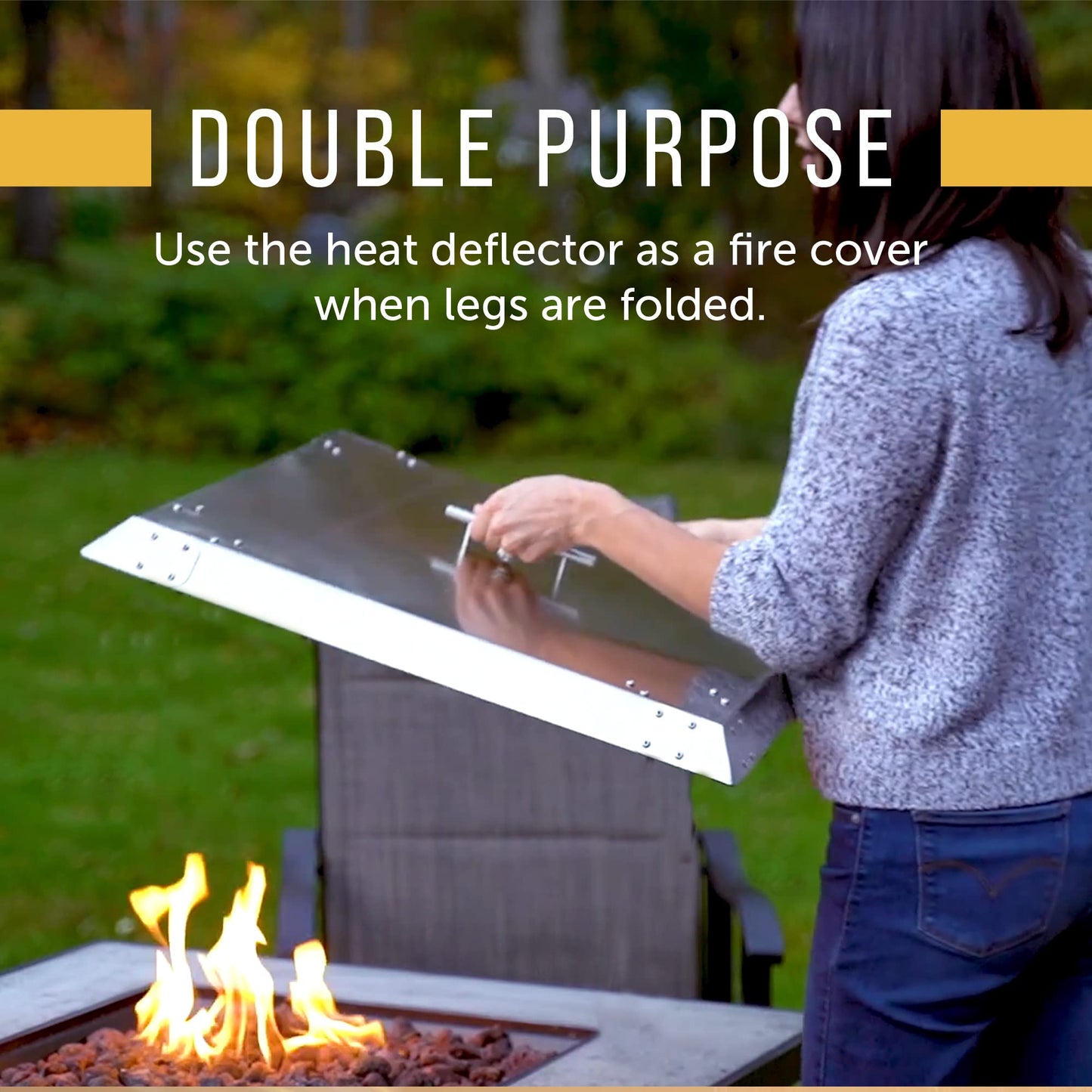 Maplefield Stainless Steel Fire Pit Heat Deflector – Outdoor Heat Shield for Tabletop & Camping Stove