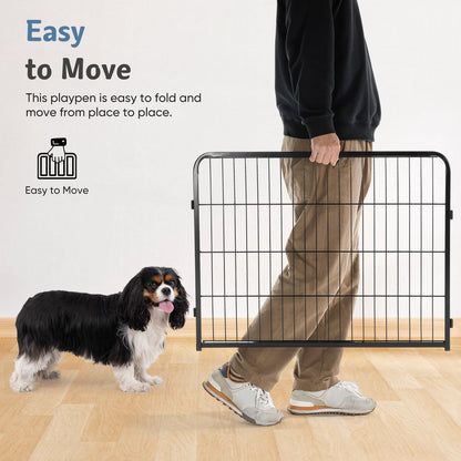 DUMOS Dog Playpen Indoor, Metal 32 Inch 16 Panels Foldable Pet Fence with Door, Outdoor Small Medium Large Dog Puppy Portable Exercise Play Pen for RV Camping, Trips, Play Yard