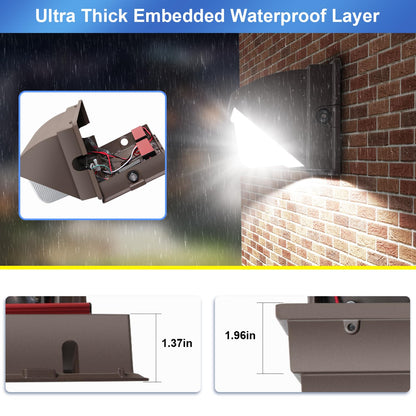 BIRITALO LED Wall Pack Lights Outdoor Dusk to Dawn Photocell 800W Eqv Bright 18000LM LED Exterior Buildings Security Lighting 5000K 120W LED Flood Wall Light 100V-277V IP65 Waterproof for Yard 6 Pack