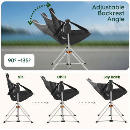 Moose Medoz Hammock Camping Chair – Folding Swing Chair with Headrest & Cup Holder, 300 lbs Support, Breathable Mesh, Portable & Lightweight for Outdoor, Camping, Fishing, Patio & Travel
