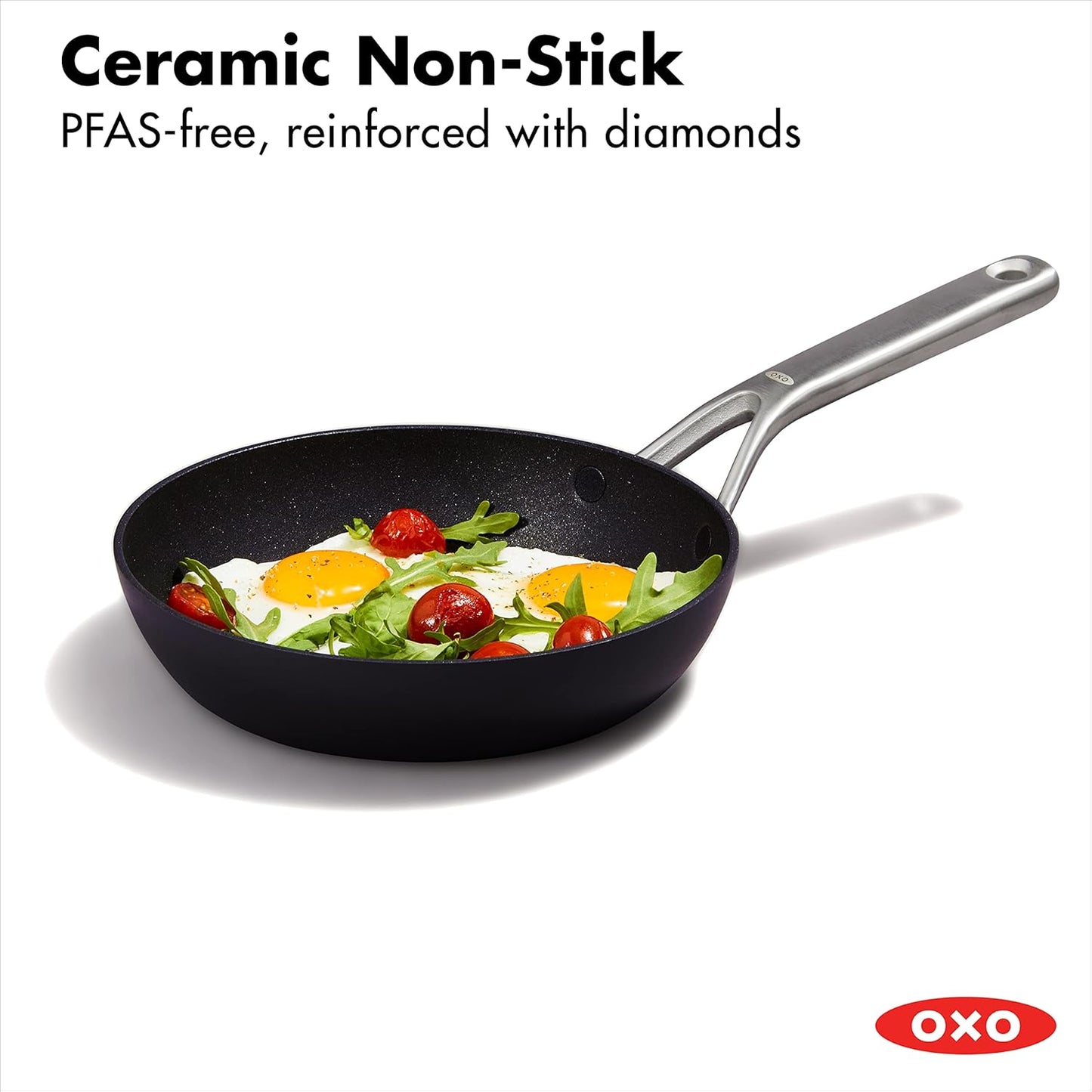 OXO Professional 8" Frying Pan | Hard Anodized Nonstick Cookware, PFAS-Free, Induction Compatible, Black
