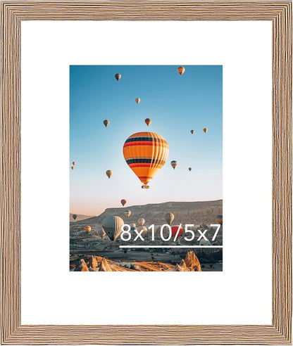 Rustic Brown 8x10 Picture Frame by [Brand Name] - Versatile Wall Hanging & Tabletop Display with 5x7 Mat