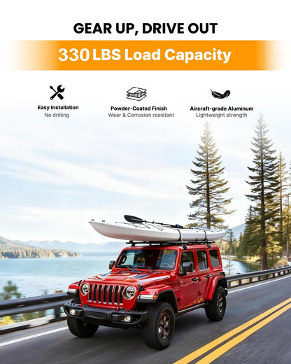 Snailfly 330lb Black Roof Rack Fit for 2007-2026 Jeep Wrangler JK JL Gladiator JT 2&4 Door Cross Bars Crossbars