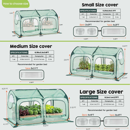 Pop up Greenhouse Tent Cover Tunnel Plant House,Large Gardening Flower Sunshine Room with Mesh Windows,Backyard PE Cover for Cold Frost Protector with Stakes and Rope Guys