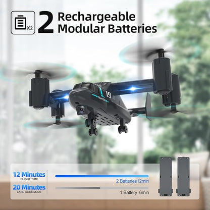 LM19-A Drone with HD Camera for Beginners WiFi Live Video Remote Control Airplane Easy &amp Ready to Fly RC Plane RC Quadcopter Gift Toy for Boys Girls age 14&amp Adults 2 Batteries (LM19-A RC
