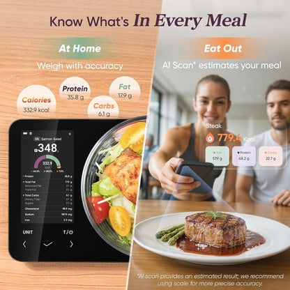 Cosori Smart Food Kitchen Scale - Nutritional Calculator & AI Scan App | 11 lb / 5 kg Capacity