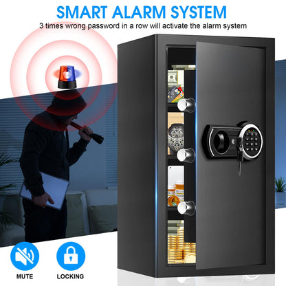 6.1 Cuft Heavy Duty Fire Security Home Safe Box, Large Floor Safe with Digital Keypad & Key Lock, Fire Proof Safes for Home with Three Removable Shelf, Anti-theft Tall Safes for Money, Cash, Documents