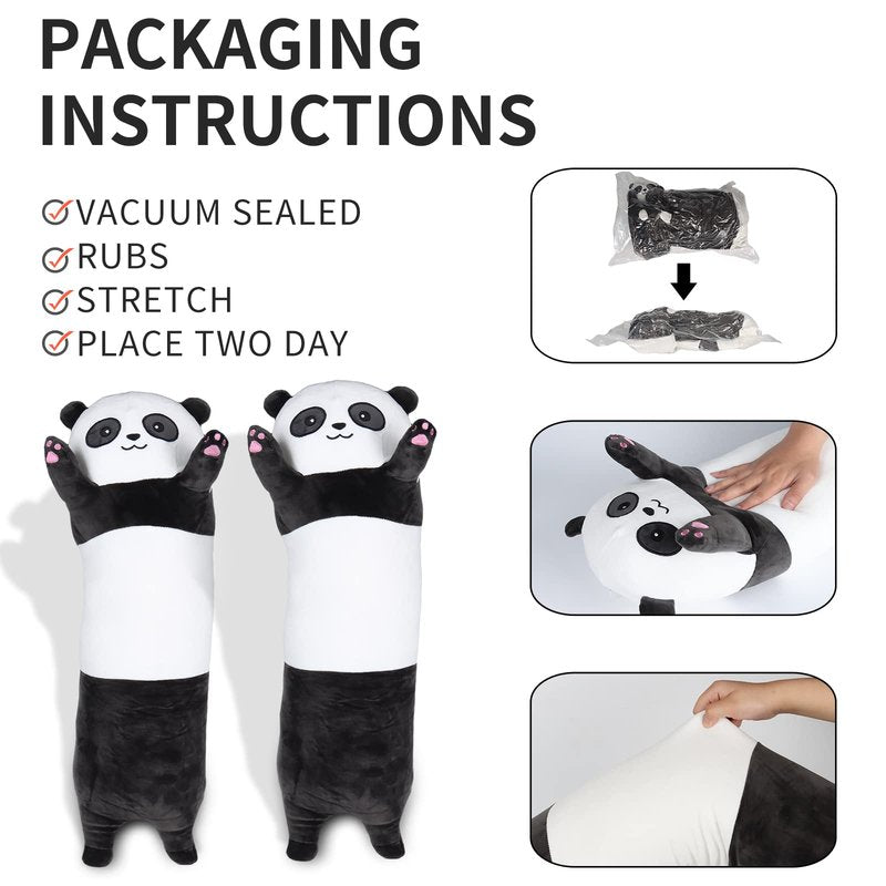 ROPELOK Panda Plush Body Throw Pillow, 35.4" Long Stuffed Animal Pillow, Kawaii Soft Panda Plush Toy for Kids Children Xmas Birthday Gifts