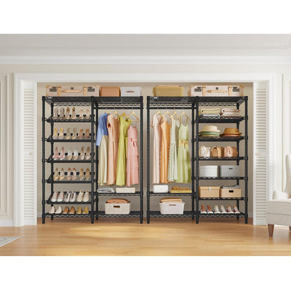 VIPEK S20 Clothes Rack with Heavy Duty Shoe Shelves (25° tilt angle), 850lbs Freestanding Metal Clothing Rack with 10-Tiers Shelves, Adjustable and Removable, Space Saving Closet Organizer, Black