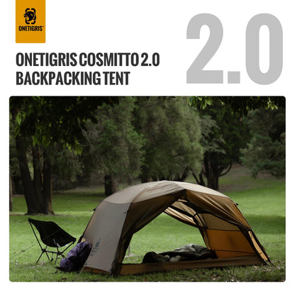 OneTigris COSMITTO 2 Person Backpacking Tent Shelter- Free Standing Lightweight Waterproof 3 Season Camping Tent for Outdoor Hiking Mountaineering