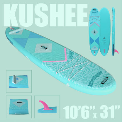 FREESUN KUSHEE 10’6” x 31” Inflatable Stand Up Paddle Board, All-Around iSUP for Beginners & Adults, Glue-Free Heat-Fusion Tech for Extra Durability, Stable Wide Nose, Lightweight Blow Up SUP,Blue