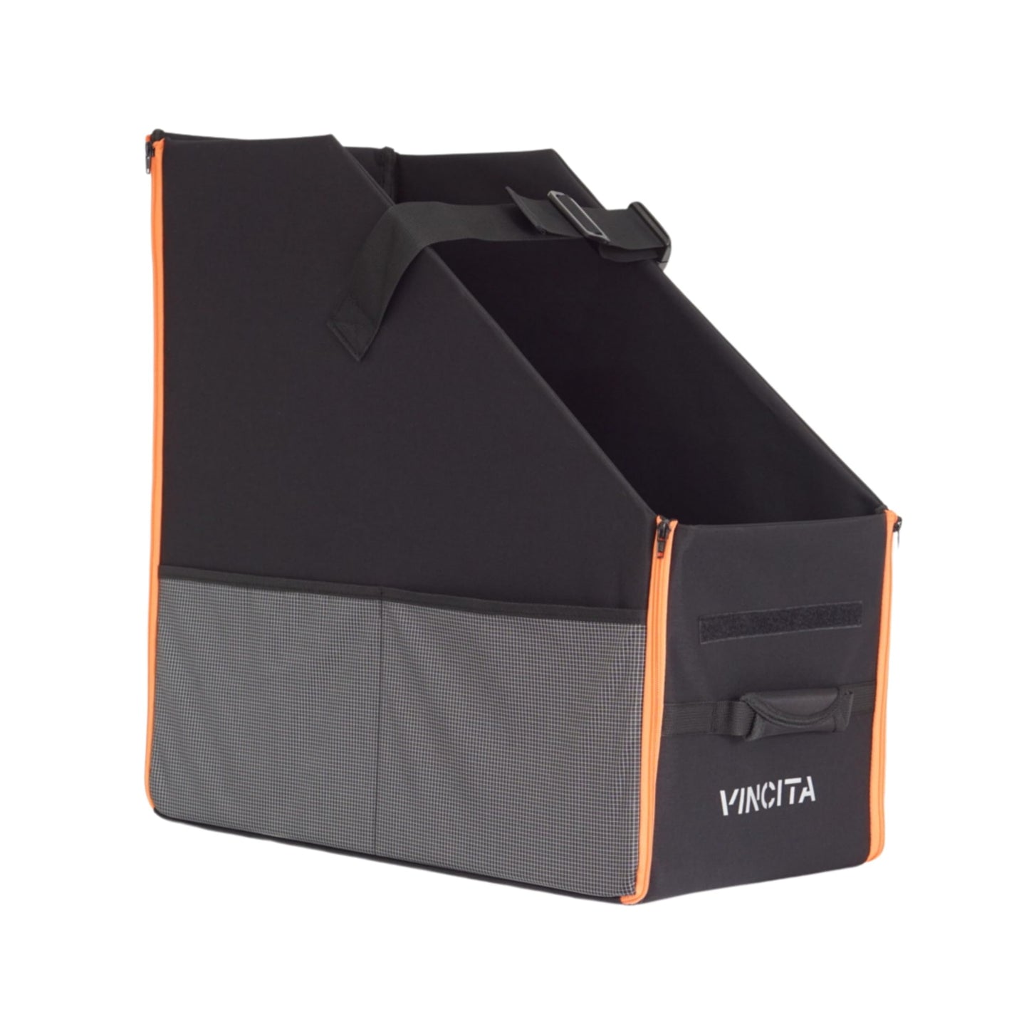 Vincita Keeper Box 2.0 for Folding Bike – Vertical Car Trunk Storage Organizer – Anti-Slip Transport Case with Security Buckle & Side Pockets – Protects Car Interior