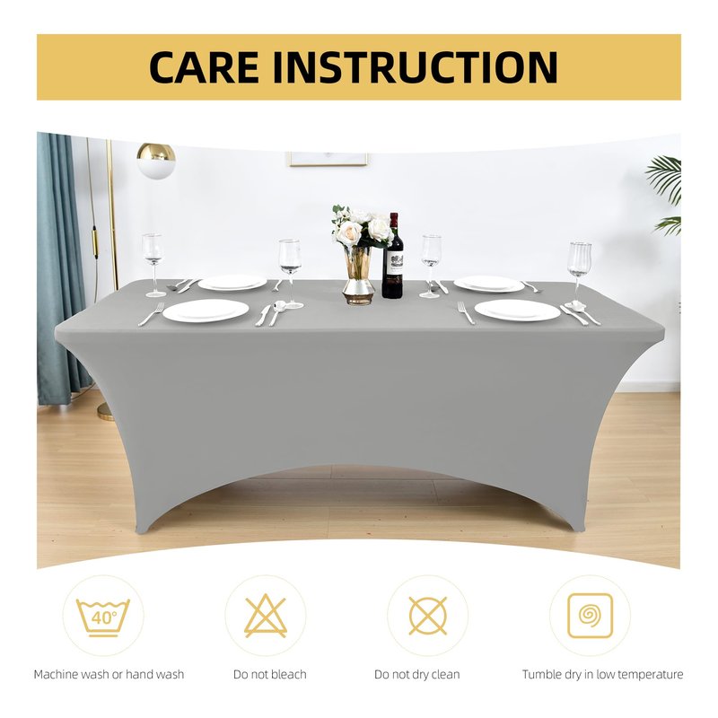 ZarzaaSik 109 2-Pack 4ft Spandex Table Covers for Rectangular Folding Tables - Wrinkle Resistant Stretch Tight Table Cloths - Ultimate Fitted Table Protector for Parties, Banquet, and Wedding