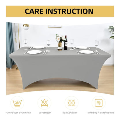 ZarzaaSik 109 2-Pack 4ft Spandex Table Covers for Rectangular Folding Tables - Wrinkle Resistant Stretch Tight Table Cloths - Ultimate Fitted Table Protector for Parties, Banquet, and Wedding