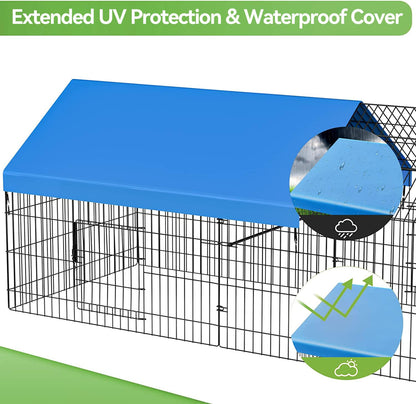 INJOPEXI Metal Chicken Coop 130"×40"×39" Chicken Runs for Yard with Cover Chicken Playpen Enclosure Chicken Pen Kennel Duck Coop Cage for Outdoor Backyard Farm Rabbit Dog Cat Small Animal Poultry