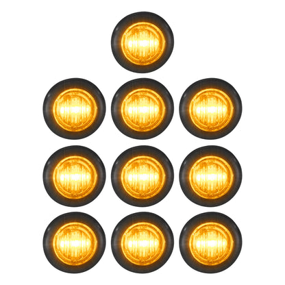 LONG HAUL 3/4in Amber LED Clearance Marker Lights, 10 Pack, ABS Material, Black Trim
