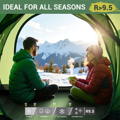 Elegear CumbreX™ Air & Foam Self Inflating Sleeping Pad, Built-in Electric Pump 4" Ultra-Thick Memory Foam Camping Mattress with Pillow Double Camping Pad 4-Season R-Value 9.5 Camp Mat - Gueen