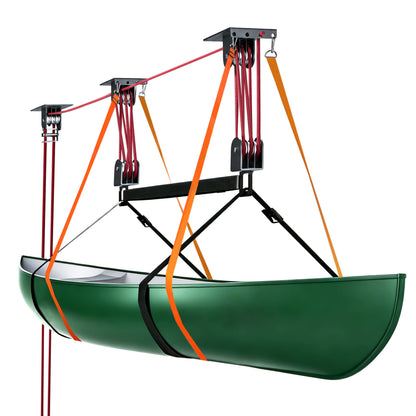 TRUSOON 2026 Heavy Duty Elite Canoe Hoist for Garage Ceiling, Kayak Storage Lift Pulley System with Safety Straps for Rooftop Tent, Holds up to 250 lbs Capacity, Fits 10-18 Foot Ceilings, Black