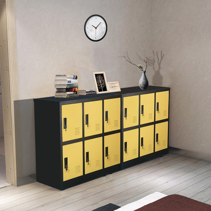 MECOLOR Metal Cabinet with Lock, Lockable Steel Office Cabinets Storage Employee Locker Home Gym (W6D, Yellow)
