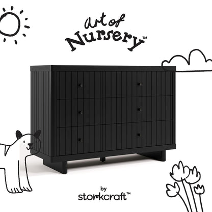 Storkcraft Kyoto 6 Drawer Dresser (Black) - GREENGUARD Gold Certified, Sturdy Wood Dresser for Nursery & Kids' Bedroom, Safety Interlocking Drawer System, and Easy Assembly with Pre-Installed Tracks