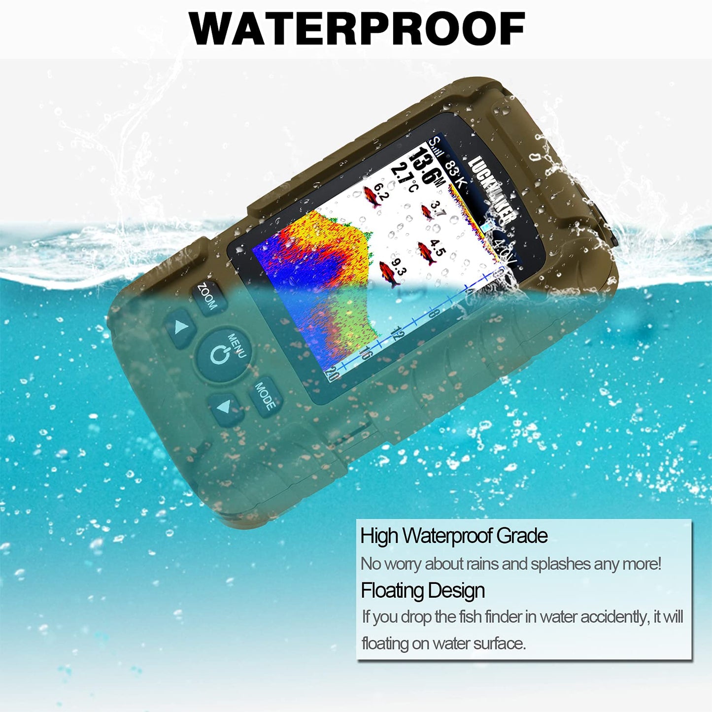 LUCKYLAKER Wired Sensor Fish Finder Boat Waterproof Portable Depth Finder Display Transducer Kayak Fish Finders Sonar Fishing Gear