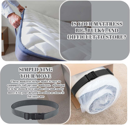 Skiennix Mattress Moving Straps - Adjustable Packing Straps with Buckles for Twin & Full Mattresses (60" x 2")