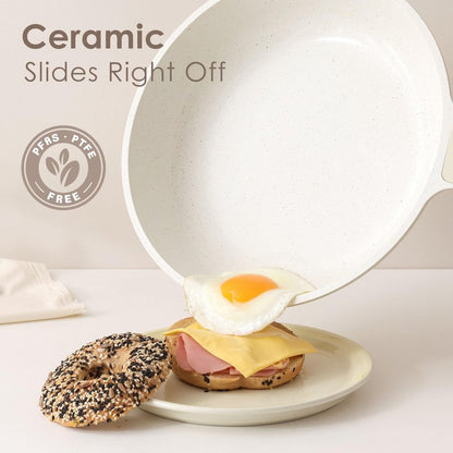 SENSARTE Nonstick Ceramic Frying Pan 12.5-Inch, Healthy Non Toxic Skillet, Induction Compatible Omelet Pan with Heat Resistant Handle, PFAS-Free, Mint Green