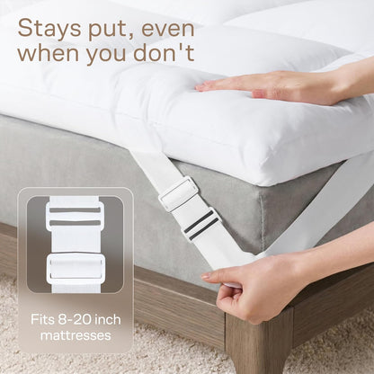 Skiennix Ultra Soft Queen Mattress Topper - Cloud-Like Comfort & Breathable Cooling for Hot Sleepers - White