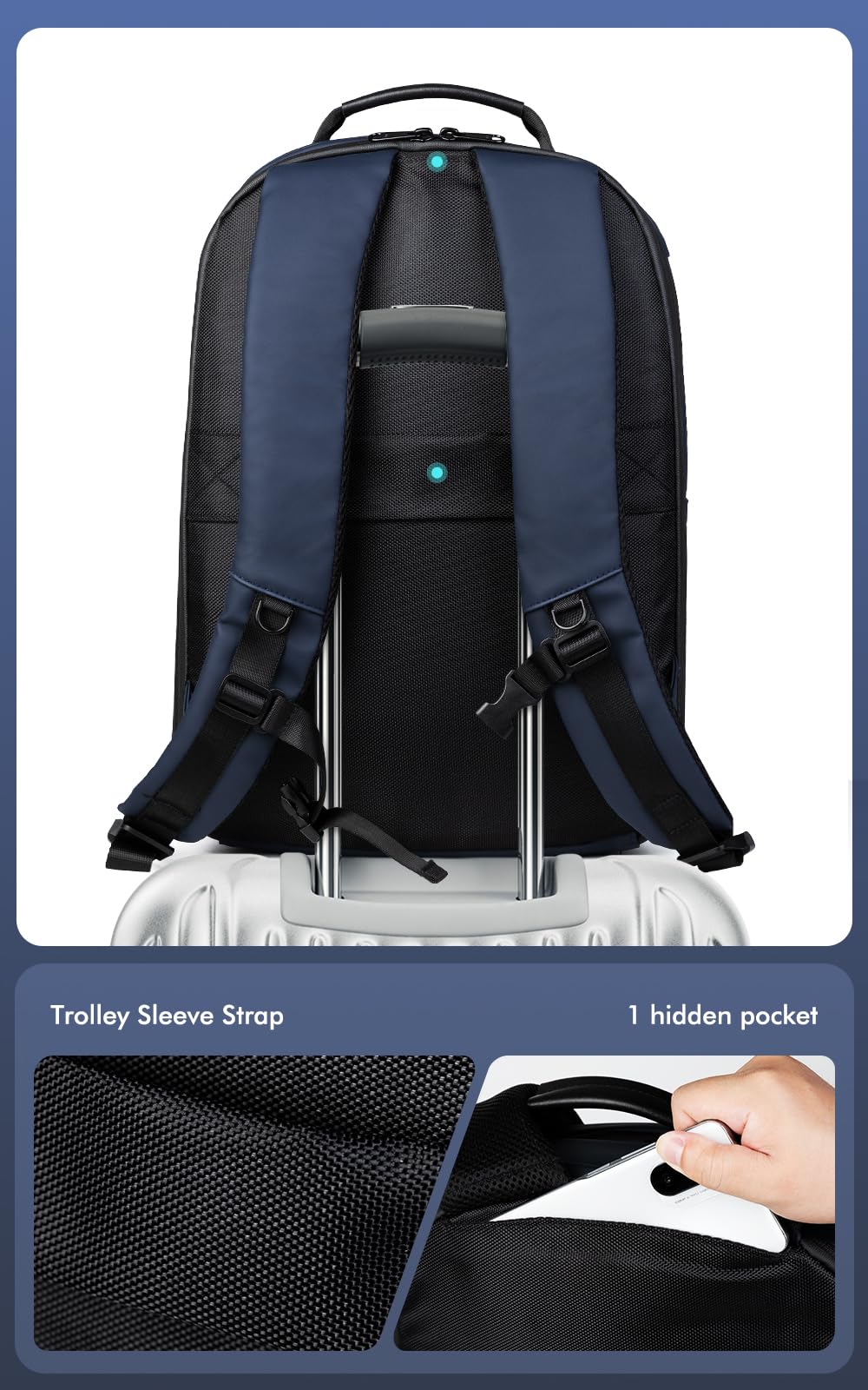 Gelrova LuminaPack X1 LED Backpack with Customizable Display, Expandable 20L to 25L, 15.6 Inch Laptop Compartment, Anti-Theft Design, Lightweight Hard Shell for Travel
