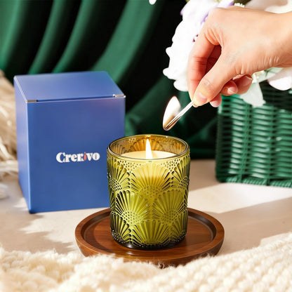 Crenovo Jasmine Scented Candle, 100% Soy Candle 30 Hours Burn, Candle Gifts for Men and Women Valentine Mother’s Day, Friendship Funny Gift for Home Decoration 5oz