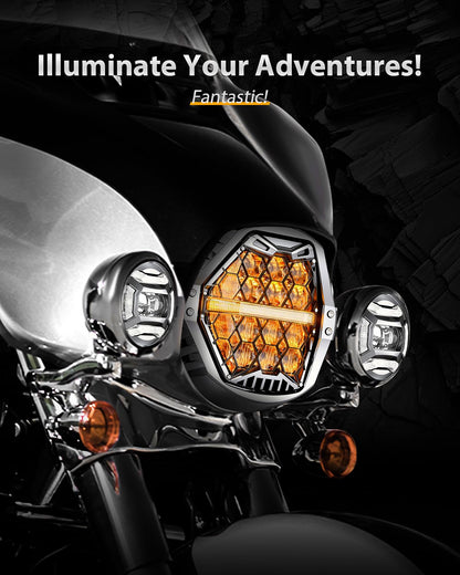 LX-LIGHT Silver 1200% Bright 180W 7 Inch LED Headlight with 4.5 Inch LED Fog lights Compatible with Road King Road Glide Street Glide Electra Glide Ultra Limited Trike Heritage Softail Fat Boy
