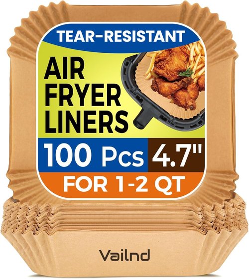COSORI Disposable Air Fryer Liners - 100PCS Parchment Paper Sheets for 2 QT Mini Air Fryer | 4.7 Inch Square