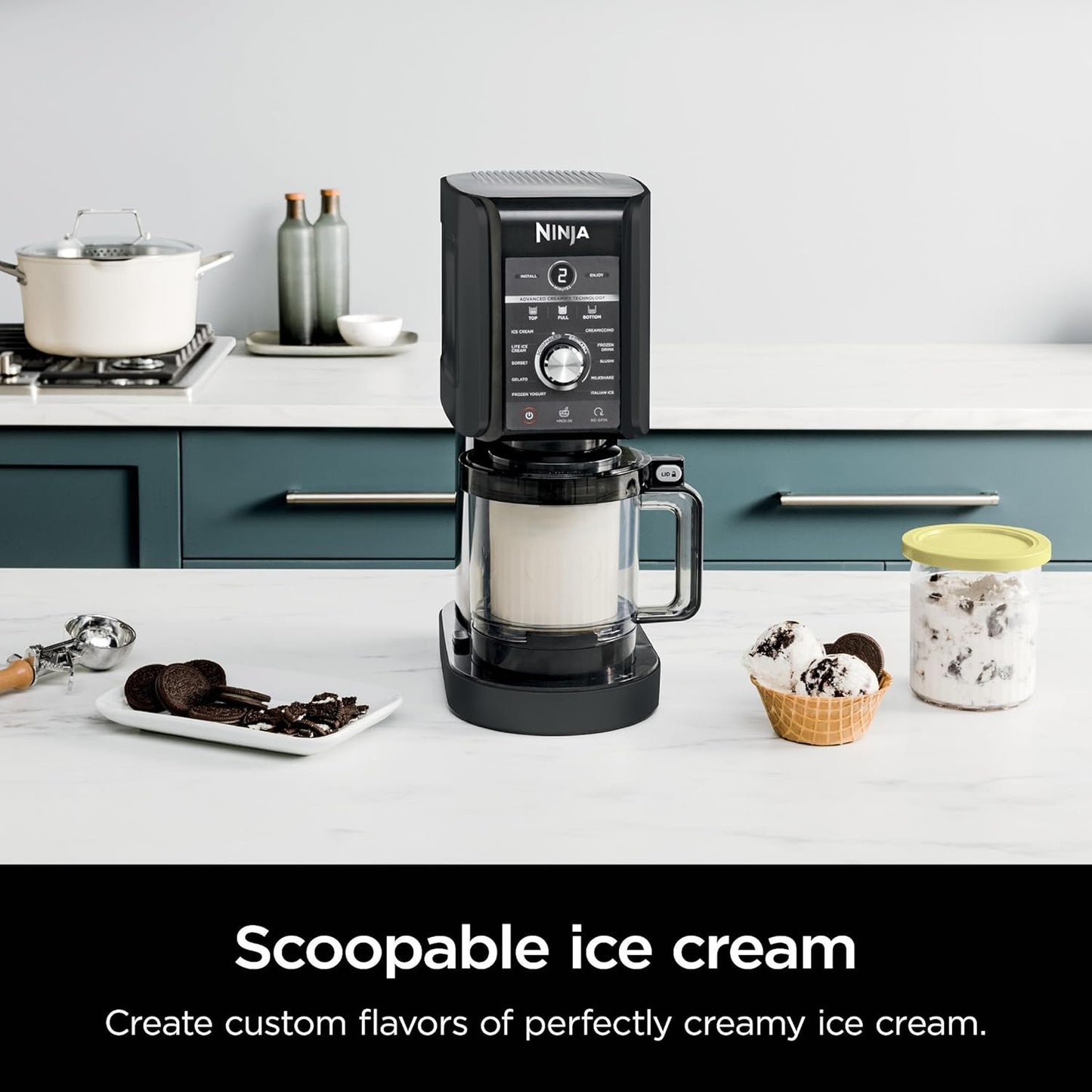 Ninja NC501 CREAMi Deluxe 11-in-1 Ice Cream Maker - 2 XL Family Size Containers, Black