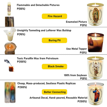 Tkaufen Saint Archangel Michael Candle 50 Hours with Warmer Ring│Hand-Poured Soy Wax│Protection from Terror, Evil Banishing, Spiritual Warrior, Energetic Cleansing, Defender│Design in Paris│3“×3.6”