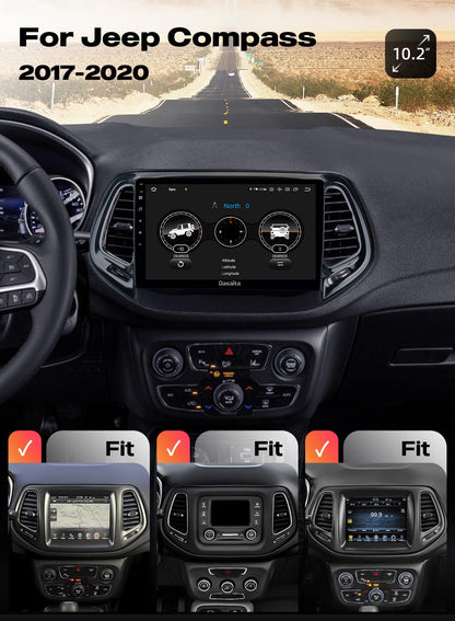 Dasaita 10.2" Car Stereo for Jeep Compass 2017-2020, Android 13, Wireless CarPlay, Android Auto, GPS Navigation, 6GB+64GB, Bluetooth, WiFi, 4G LTE