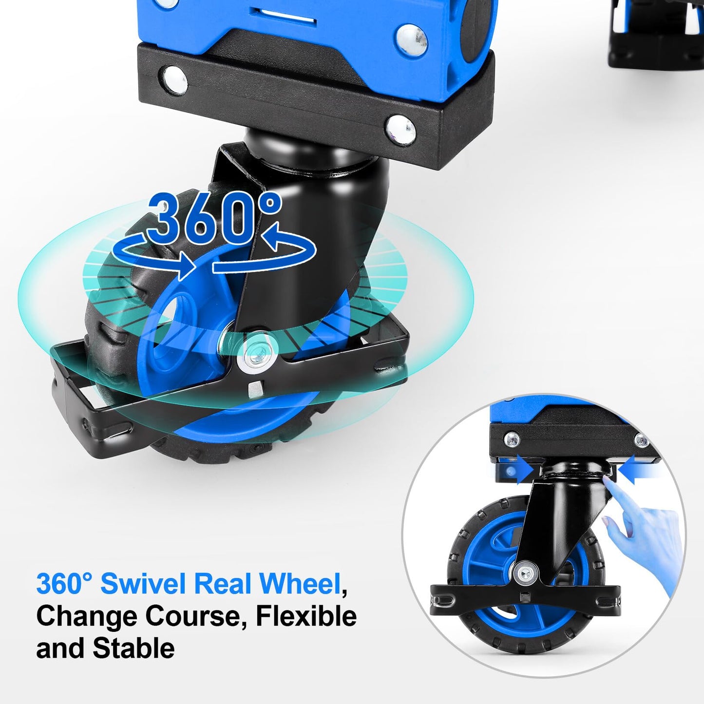 2-in-1 Folding Hand Truck Dolly 330LB Load Carrying, Hand Truck Foldable Dolly with Retractable Handle and 4 Rubber Wheels, Portable Folding Hand Cart for Moving/Travel/Office(Blue)