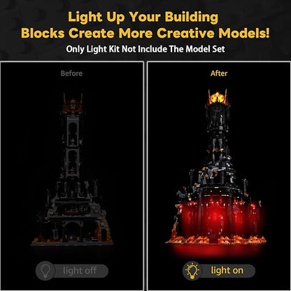 Kyglaring LED Light Kit Compatible with Lego The Lord of The Rings: Barad-dur 10333 Building Blocks Upgraded Lighting Accessories for 10333 Model Set (Model Not Included) RC Version.