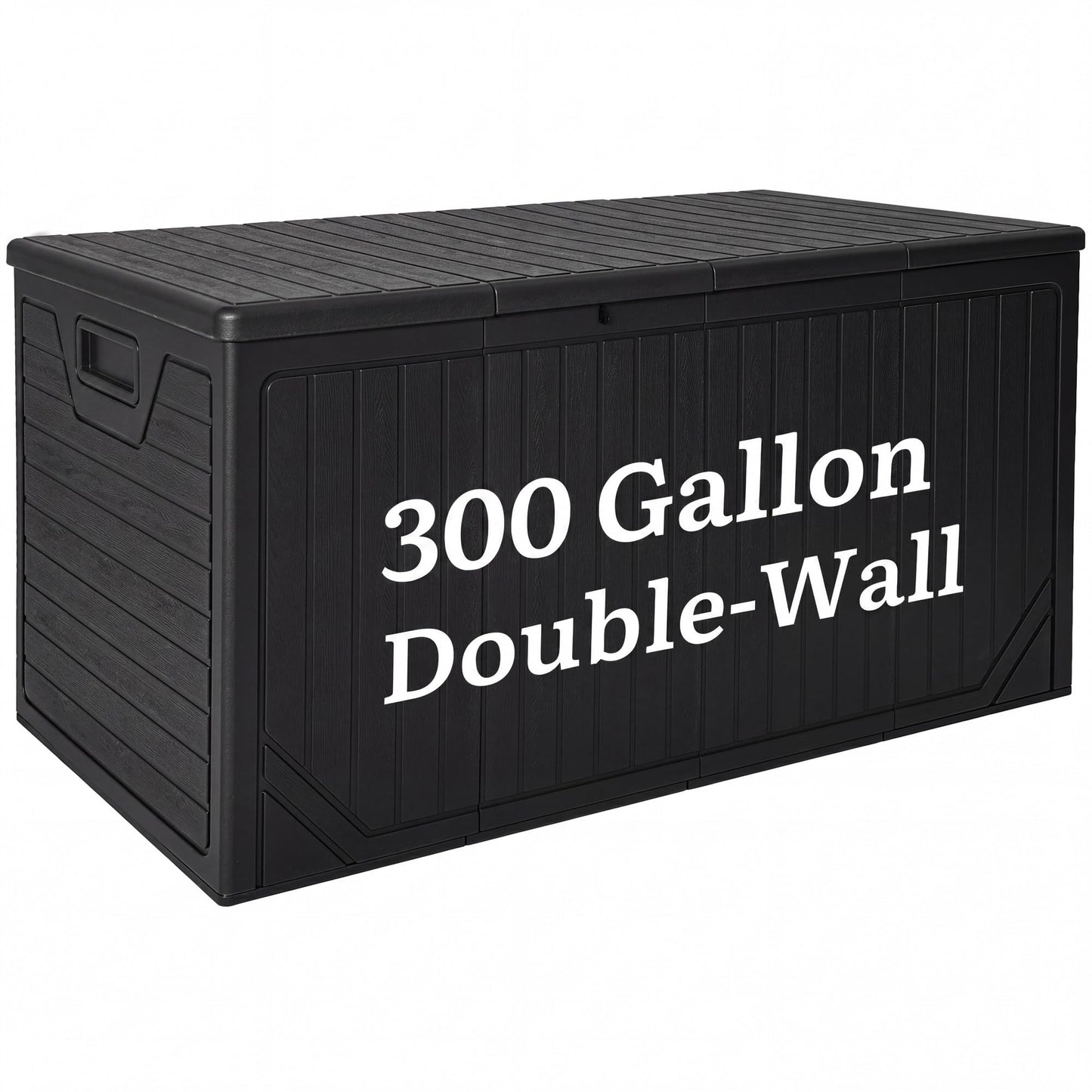 YITAHOME XXL 300 Gallon Extra Large Outdoor Deck Box, Lockable Resin Double-Wall Storage Box and Waterproof Patio Furniture Bin for Garden Tools & Pool Accessories, Black