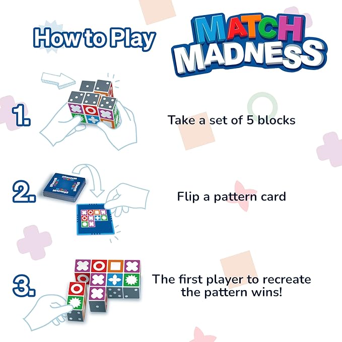 FoxMind Match Madness Board Game Visual Recognition Matching Board Game Family Puzzle Game to Develop Kids Problem Solving Skills