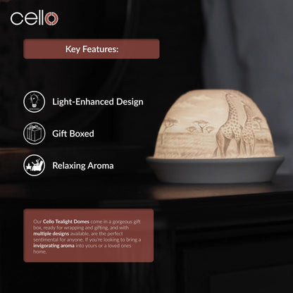 Cello Porcelain Tealight Holder Dome - Giraffe Design with 3D Projection Image & Loving Message Scented Unscented LED Lights Candle Wax Warmer Mom Nanny Birthday Gifts Ornament Home Easter Present