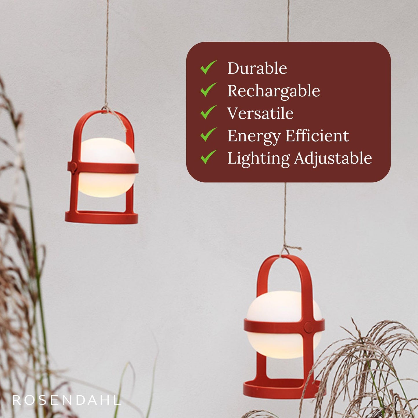 Rosendahl Soft Spot Solar Circular Lantern - 9.8 in., Elegant & Durable Solar-Powered Lantern with Rechargeable USB, Ideal for Indoor and Outdoor Use, Cozy Home Lighting and Decor (Terracotta)