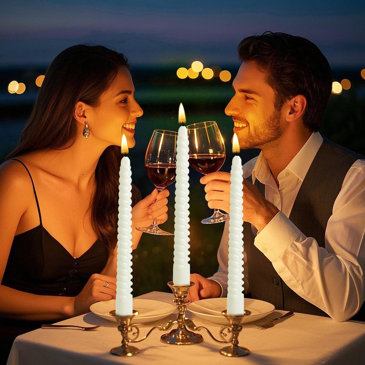 CACASO 12 Pack Candles,10 Inch Dripless Candle, Ivory Spiral Candlesticks, Long Unscented Candle Sticks for Party Dinner Wedding Home Decoration