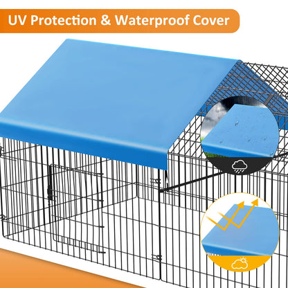 INJOPEXI Metal Chicken Coop 86"×40"×39" Chicken Runs for Yard with Cover Chicken Playpen Enclosure Chicken Pen Kennel Duck CoopCage for Outdoor Backyard Farm Rabbit Small Animal Dog Poultry Cat Hutch