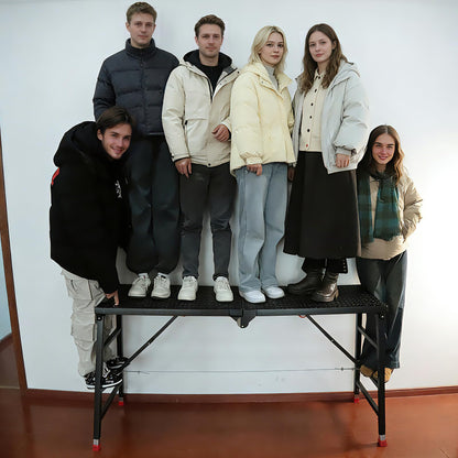 Foldable Scaffolding Platform, Height Adjustment 70.9x15.7x35.4-57 in Portable Welded Steel Work Platform, 770 lbs Capacity, Industrial Step Ladders Ideal for Home Improvement, Wiring and Painting