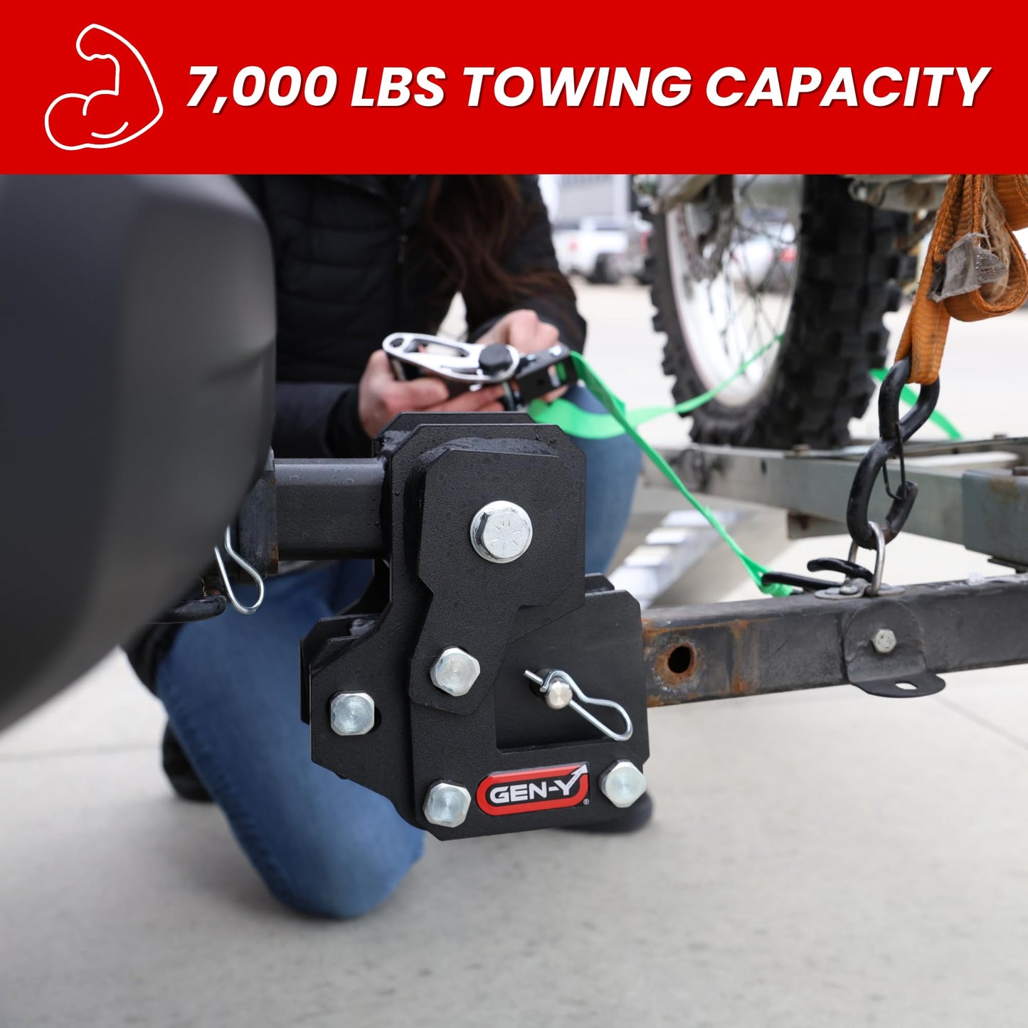 GEN-Y Hitch Cargo Carrier Hitch for 2-Inch Receiver - 7,000 LBS Overall Towing Capacity, 300 LBS Cargo & 700 LBS Towing Tongue Weight Capacity, Black