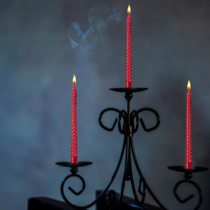 Kemladio 4 pcs 10 inch Taper Candles,Burning Unscented Tapered 7.5 hrs,Fancy Dinner,Tall Candle Sticks, Halloween Party Decorations (8pcs, Red)