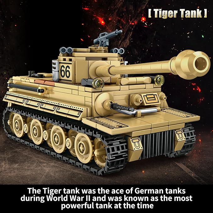 1030 Piece WW2 Army Tanks Toy Building SetsCreate a German Panzer 38T and a German Tiger Tank ToysAdult Collectible Model Tanks Sets to BuildChristmas Birthday Gifts for BoysTeensAdults